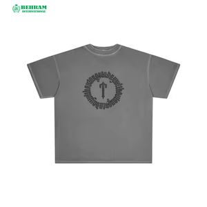 Camiseta de Hombre de Alta Calidad con Estampado Digital, 100% Algodón, Cuello Redondo, Estilo Desgastado, Corte Holgado, Costuras en Contraste, Efecto Descolorido por el Sol, Anti-Pilling - Product Image 4