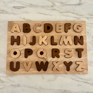 Puzzle en bois de l'alphabet de qualité supérieure avec lettres amovibles, parfait pour l'apprentissage et le développement de la petite enfance - Product Image 1