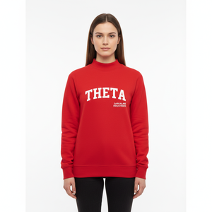 Sweat-shirt oversize pour femme à col montant imprimé avec badge à sequins, coupe décontractée en molleton de coton, mode urbaine d'hiver - Product Image 1