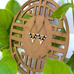 Designer Triangle Patterned Earrings <b>Brass</b> Gold Plated Beaded Earrings <b>Jewellery</b> for Women and Girls Wear in Wedding Party's - Product Image 2