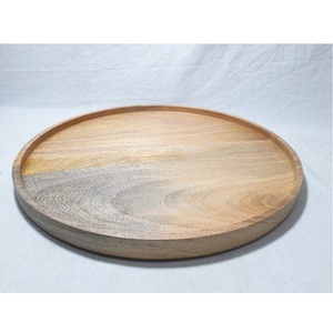 Nouveau plateau de service en bois de manguier, forme ronde, plateau décoratif pour servir les aliments, hôtels - Product Image 3