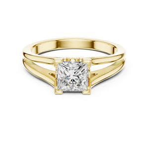 Anillo de Oro Amarillo de 14K con Diamante Cultivado en Laboratorio, Corte Princesa, para Mujer |   Diamante Cultivado Nuevo - Product Image 1