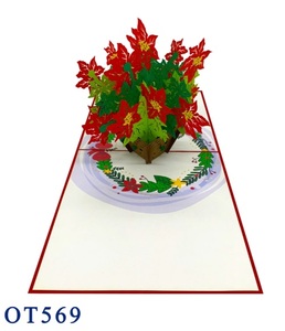 การ์ดอวยพรแบบเลเซอร์ป๊อปอัพทำด้วยมือ3D ดอกไม้สีแดงการ์ดอวยพรแบบเวียดนามขายส่งของขวัญสุดฮอตวันวาเลนไทน์วันขอบคุณพระเจ้า - Product Image 2