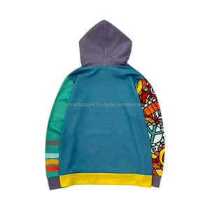 เสื้อฮู้ดพิมพ์ลายกราฟิกบล็อกสี Y2k 400 GSM โพลีเอสเตอร์ออกแบบได้ตามต้องการสำหรับผู้ชาย - Product Image 2