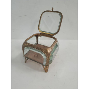 Soporte de caja de joyería y anillo de cristal biselado con borde de latón de diseño atractivo de calidad Superior, regalos de boda y soporte de anillo de compromiso - Product Image 4