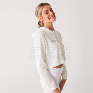 Jersey delantero de lona con forro ligero personalizado de alta calidad, Top corto informal de manga larga para mujer, Sudadera con capucha acolchada de invierno estampada - Product Image 5