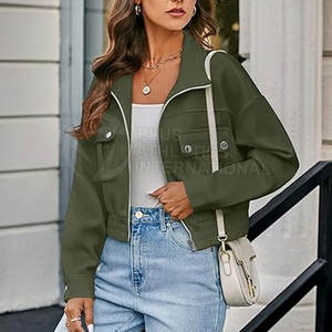 Ensemble de vêtements pour femmes, haut court et veste, tendance 2026, col rond, manches courtes, hauts courts pour femmes, vestes, fabriqué au Pakistan - Product Image 4