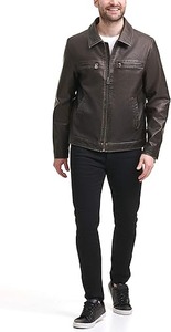 Veste de moto pour homme en cuir véritable vintage, col montant, imperméable, respirante et écologique - Product Image 5