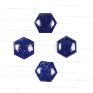 Meilleure qualité 10mm hexagone dos plat calibré Cabochon naturel bleu Lapis Lazuli Quartz en vrac pour la fabrication de bijoux directe - Product Image 1