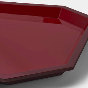 Plateau en laque sophistiqué, surface polie et lisse, plateau de service décoratif laqué, idéal pour la salle à manger, accent de table. - Product Image 3