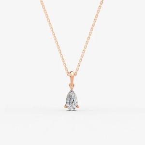 Encantador colgante clásico solitario con forma de pera y diamante cultivado en laboratorio de 0.77 quilates EF-VVS2 en oro macizo de 14K para bodas y fiestas. - Product Image 3