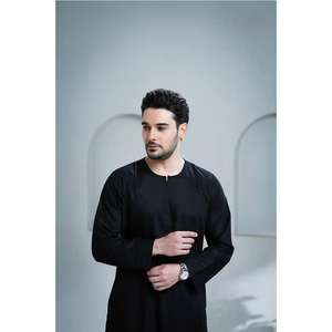 Venta caliente de poliéster para hombres, bata de oración musulmana, caftán de Dubái para otoño, ropa islámica, estilo árabe de Oriente Medio para ropa Eid - Product Image 4