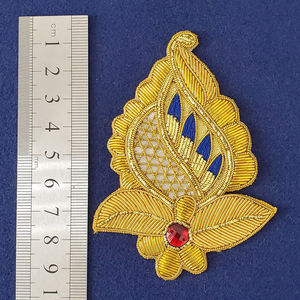 Écussons pour chapeaux faits à la main, applique brodée, écusson pour vêtement, tissu sergé, adhésif, badge en fil de bullion doré, badge pour blazer - Product Image 1