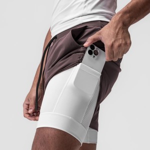 Prêt à expédier Short de sport de compression d'été imprimé écologique pour hommes séchage rapide genou longueur entraînement course à pied vêtements de sport - Product Image 2