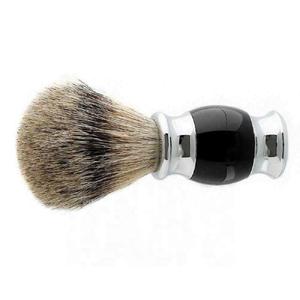 Brocha de Afeitar de Pelo de Tejón Premium al por Mayor con Logotipo Personalizado, Punta Plateada, Color Negro Madera, Hoja de Acero Inoxidable, Mango de Madera - Product Image 4