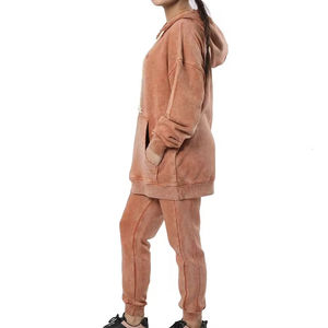 Chándal de Invierno de Alta Calidad para Mujer, Grueso, Transpirable, con Capucha, 100% Algodón, Lavado Ácido, Mangas Largas - Product Image 6