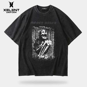 T-shirt Techwear Homme 2026 Imprimé Squelette Streetwear Effet Délavé Grande Taille Tech Ninja - Product Image 1