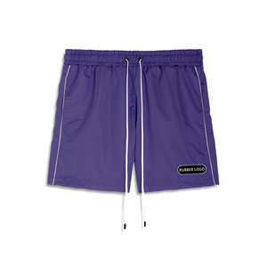 Oem Custom Manufacture Piping Lightweight Nylon <b>Shorts</b> Customized Summer Relaxed Fit <b>Shorts</b> With Rubber <b>Patch</b> - Product Image 1