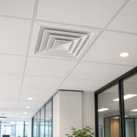 Diffuseur d'air carré en plastique et acier sur mesure, 4 sorties d'air, pour la ventilation des couloirs d'hôtel