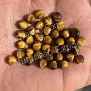 Ojo de Tigre Natural, Cabujón Redondo de 12x12 mm, Todos los Tamaños Disponibles, Parte Posterior Plana, Piedra para Fabricación de Joyas, Gemas Sueltas - Product Image 1
