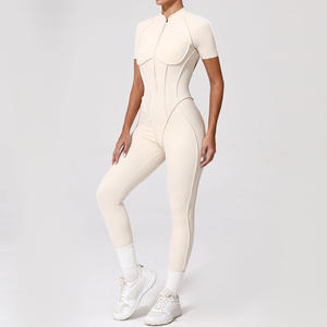 จั๊มสูทกีฬารัดรูปสำหรับผู้หญิง, จั๊มสูทกีฬารัดรูปยกกระชับสะโพกมีซิปสามมิติ - Product Image 2