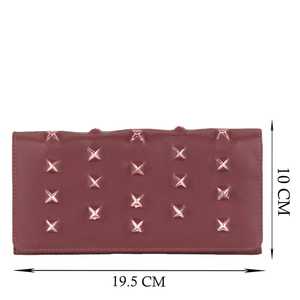 กระเป๋าหนังลายดาวเต็มสามพับสีเบอร์กันดีหรูหราสไตล์วินเทจสุดยอดผู้จัดจำหน่ายอินเดีย - Product Image 6