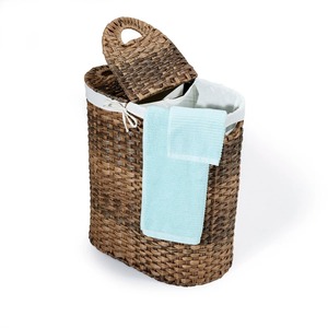 Cesta ovalada de plástico imitación ratán, cesta de almacenamiento hecha a mano, venta al por mayor, ecológica, hecha en Vietnam - Product Image 1