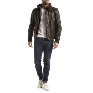 Veste de moto pour hommes conçue sur mesure veste de motard en cuir à la mode blouson de motard à capuche vente en gros - Product Image 5