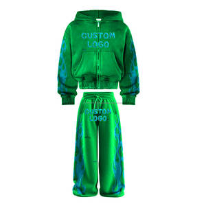 <b>Oversized</b> Black Embroidered Zip up Hoodie and <b>Jogger</b> Two Piece Set Rhinestone Tracksuits Wholesales Sweatsuit Manufacturers - Product Image 6