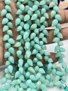 Amazonita Natural AAA, Facetada, en Forma de Lágrima, Perforada, Hilo de 8 Pulgadas, 6x9mm Aprox. - Product Image 4