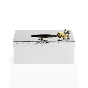 Luxueux moderne maison or argent métal boîte à mouchoirs prix compétitif vaisselle organisateur avec fleur Accent - Product Image 2