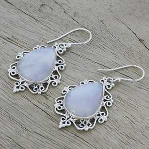 Boucles d'oreilles en pierre de lune poire faites à la main, bijoux en argent sterling 925, pierres précieuses, cadeau élégant pour femmes, design bohème - Product Image 3