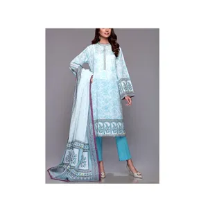 Couleur personnalisée Salwar Kameez Pelouse Robe Chemise Pantalon & Dupatta Pakistan Inde Été Pelouse Costume - Product Image 1