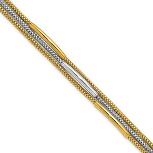 Bracelet multi-brins en maille géométrique polie en rhodium 14 carats de Leslie pour cadeau - Product Image 1