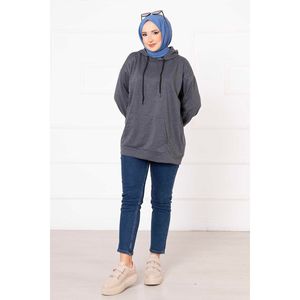 Dark <b>Grey</b> Kangaroo Pocket Hijab Women's <b>Sweatshirt</b> Comfortable Hoodies & <b>Sweatshirts</b> - Product Image 4