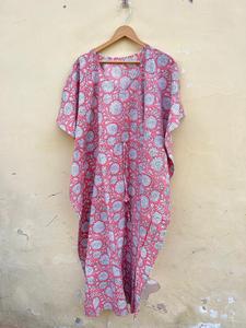 Robe Kfatan florale faite à la main pour femmes, 100% coton, couleur personnalisée ODM, couverture de bikini, style décontracté, vêtements de nuit, vacances d'automne à la plage - Product Image 3