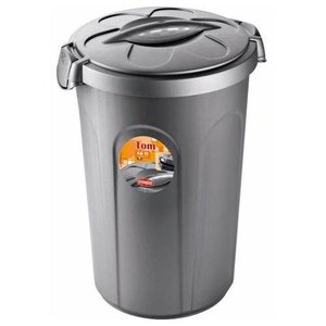 Stefanplast TOM Silver 70500 Waste <b>Bin</b> (46Lt) <b>with</b> Clip <b>Lid</b> 46 Litre Capacity - Product Image 1