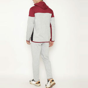 Sudadera con capucha y pantalones de chándal unisex ajustados y ajustados, chándal dividido de retazos de verano con logotipo personalizado para entrenamiento de hombre, talla XL - Product Image 4