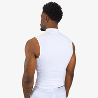 Camiseta sin mangas de algodón 100% ajustada para hombre, camisola informal básica, camiseta sin mangas de gimnasio con cuello de tortuga