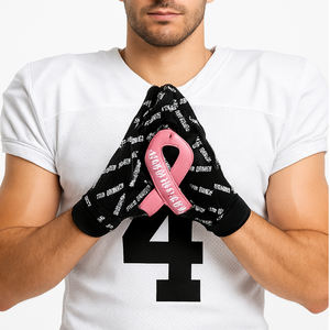 Gants de football américain personnalisés en cuir synthétique rose avec revêtement en silicone antidérapant pour la vente en gros - Product Image 2