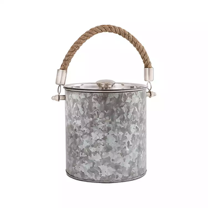 Wholesale Party Newest Premium Quality <b>Galvanized</b> Beer Ice Bucket with Rope Handles Beverage <b>Tubs</b> bar and Wine Accessories - Product Image 1