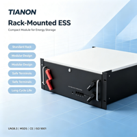 Batterie LiFePO4 Tianon 51,2V 100Ah 200Ah montée sur rack, système de stockage d'énergie 5kWh 10kWh