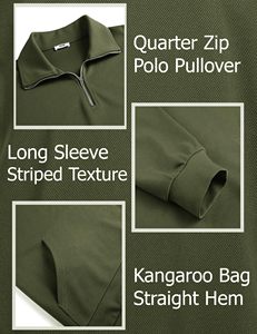 Sudadera con media cremallera para hombre, jersey con cremallera de cuarto, sudadera Polo de manga larga, suéteres de cuello simulado ajustados con bolsillo para hombre - Product Image 4