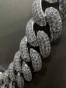 Chaîne cubaine en diamant moissanite VVS1 personnalisée en argent sterling 925 pour homme - Bijoux de luxe hip-hop pour mariage et fête - Product Image 2