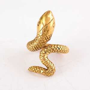18k <b>Gold</b> Plated Snake <b>Ring</b> Brass Gothic Textured Serpent Snake Wholesale <b>Ring</b> For Women - Product Image 1