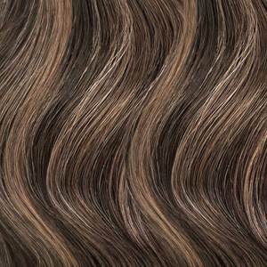 Extensions de cheveux humains 100% Remy à micro-keratine, 8 pouces, ondulation naturelle, grade 10A, brun foncé avec mèches blondes sales, pointe plate - Product Image 2