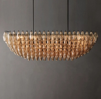 Lustre à hauteur réglable en laiton suspendu créatif pour villa en verre salon salle à manger lampes suspendues rétro
