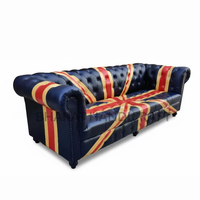Sofá Chesterfield Premium de 3 Plazas con Tapicería de Cuero Genuino Moderno, Estructura de Madera, Detalles Refinados, Cómodo y Elegante para el Hogar