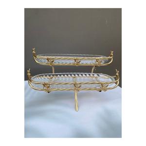 Plateau de service en verre à deux étages avec support Japongül Plateau de service de présentation élégant - Product Image 1