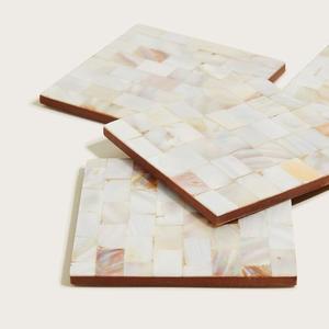 Sous-verre en nacre de haute qualité, style européen, incrustation durable, logo personnalisé en relief, artisanat artistique en nacre - Product Image 5